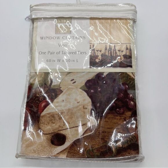 CHF Industries One Pair of 30" Kitchen Cafe Window Curtain-Vino Pattern-NWT - Picture 1 of 11